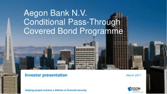 Covered Bond Programme  Investor presentation  March 2017  Helping people achieve a lifetime of