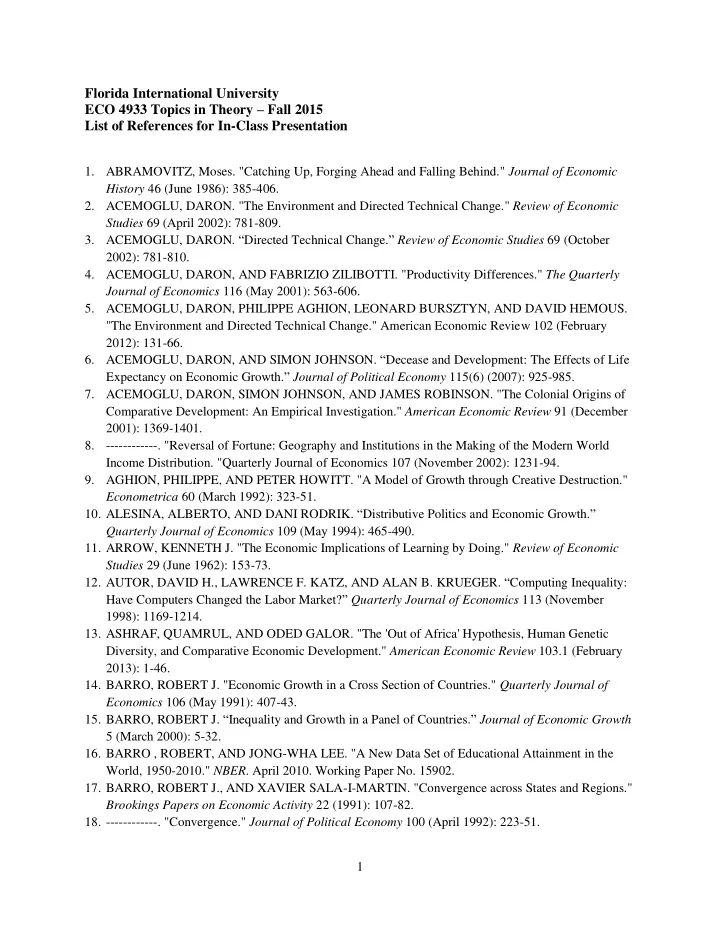 florida international university eco 4933 topics in
