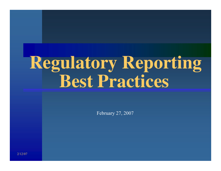 regulatory reporting best practices