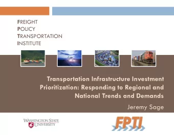 Prioritization: Responding to Regional and  National Trends and Demands  Jeremy Sage  Motivation