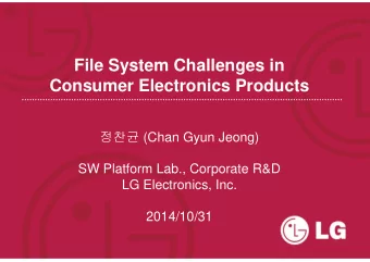 File System Challenges in  Consumer Electronics Products  (Chan Gyun Jeong)  SW Platform
