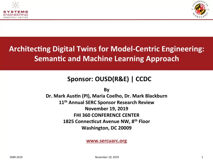 architec ng digital twins for model centric engineering