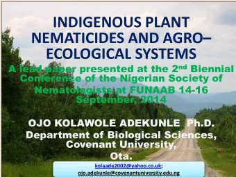 NEMATICIDES AND AGRO   ECOLOGICAL SYSTEMS A lead paper presented at the 2 nd Biennial
