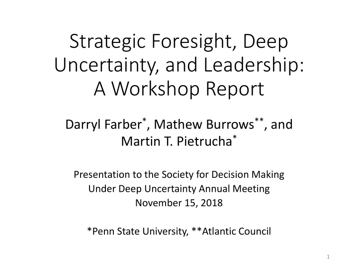 strategic foresight deep uncertainty and leadership a