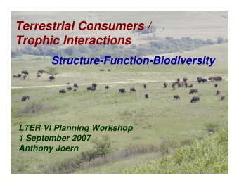 Terrestrial Consumers /  Trophic Interactions  Structure-Function-Biodiversity  LTER VI Planning
