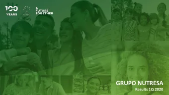 GRUPO NUTRESA  Grupo Nutresa  Results 1Q 2020 HIGHLIGHTS  GRUPO NUTRESA COMMEMORATES ITS FIRST