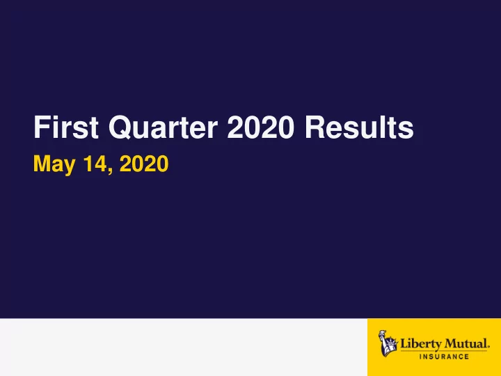 first quarter 2020 results