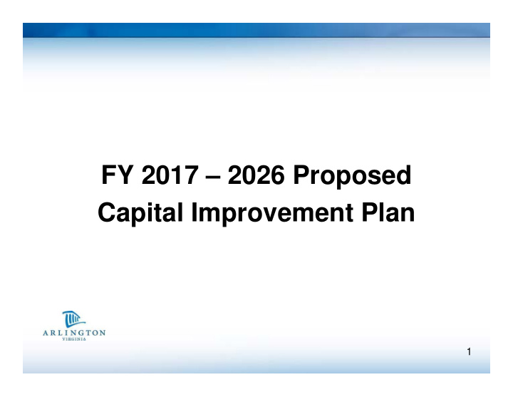 fy 2017 2026 proposed capital improvement plan