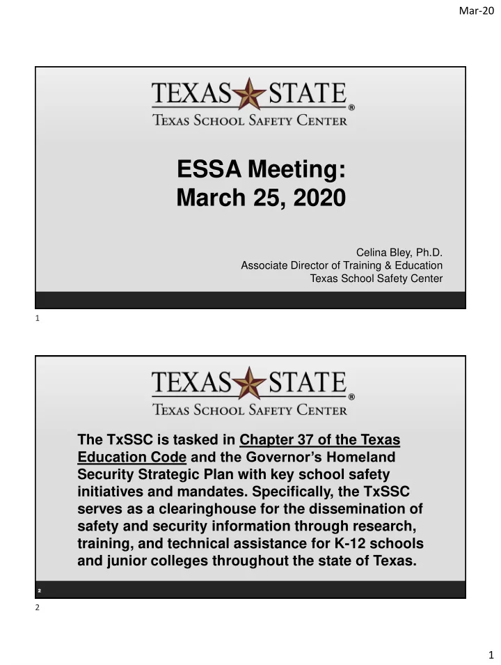 essa meeting march 25 2020