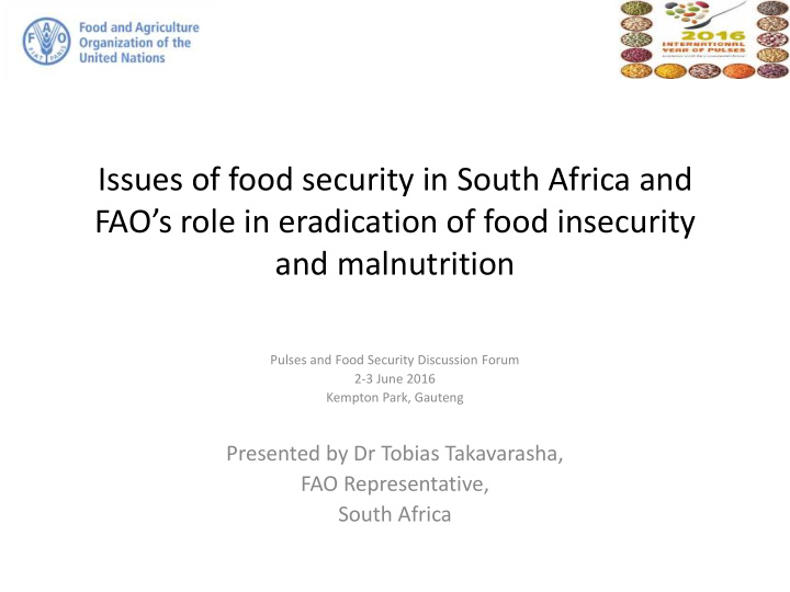 issues of food security in south africa and fao s role in