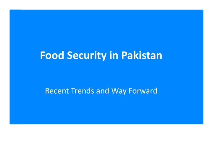 food security in pakistan