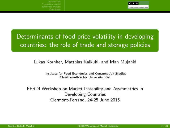 determinants of food price volatility in developing