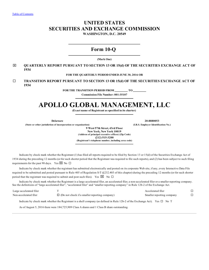 apollo global management llc