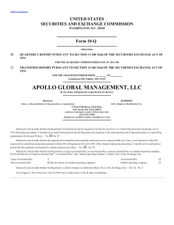 APOLLO GLOBAL MANAGEMENT, LLC (Exact name of Registrant as specified in its charter)  Delaware