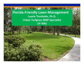 Florida  Friendly Lawn Management Laurie Trenholm, Ph.D. Urban Turfgrass BMP Specialist UF