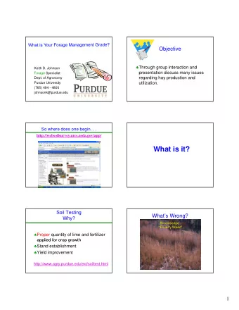 What is it?  Soil Testing  Whats Wrong?  Why?  Broomsedge -  Poverty Weed  Proper