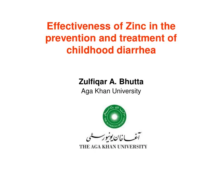 effectiveness of zinc in the prevention and treatment of