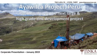 Corporate Presentation  January 2019  Disclaimer  This presentation is not directed to, or