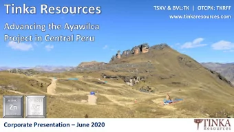 Ag  Zn  107.87  65.38 Corporate Presentation  June 2020  Disclaimer  This presentation does not