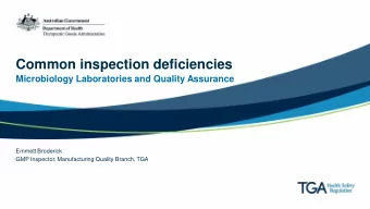 Common inspection deficiencies Microbiology Laboratories and Quality Assurance  Emmett Broderick