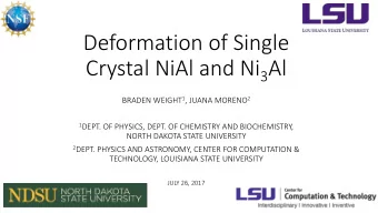 Crystal NiAl and Ni 3 Al BRADEN WEIGHT 1 , JUANA MORENO 2 1 DEPT. OF PHYSICS, DEPT. OF CHEMISTRY