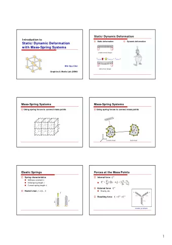 1  Static Equilibrium  From Static Eq. to Dynamic Eq.  System of mass points  Static