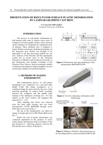 PRESENTATION OF RESULTS FOR SURFACE PLASTIC DEFORMATION  BY LAMINAR GRAPHITE CAST IRON  P.