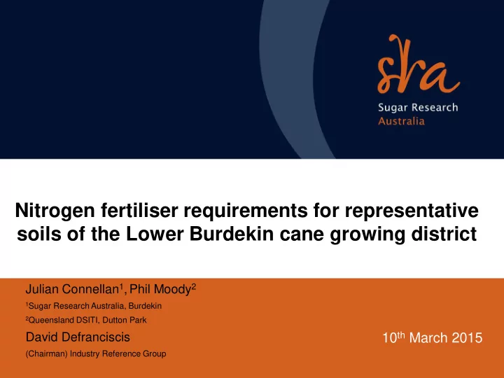 nitrogen fertiliser requirements for representative soils