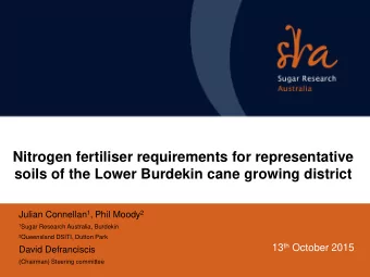 Nitrogen fertiliser requirements for representative  soils of the Lower Burdekin cane growing