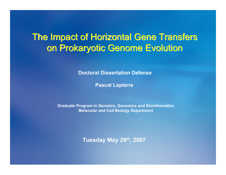 the impact of horizontal gene transfers the impact of