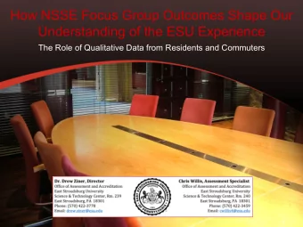 How NSSE Focus Group Outcomes Shape Our  Understanding of the ESU Experience  The Role of