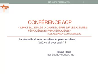 CONFRENCE ACP   IMPACT SOCITAL DE LA CHUTE DU BRUT SUR LES ACTIVITS  PTROLIRES ET PARA