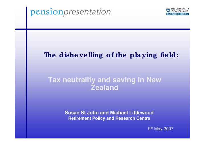 tax neutrality and saving in new zealand
