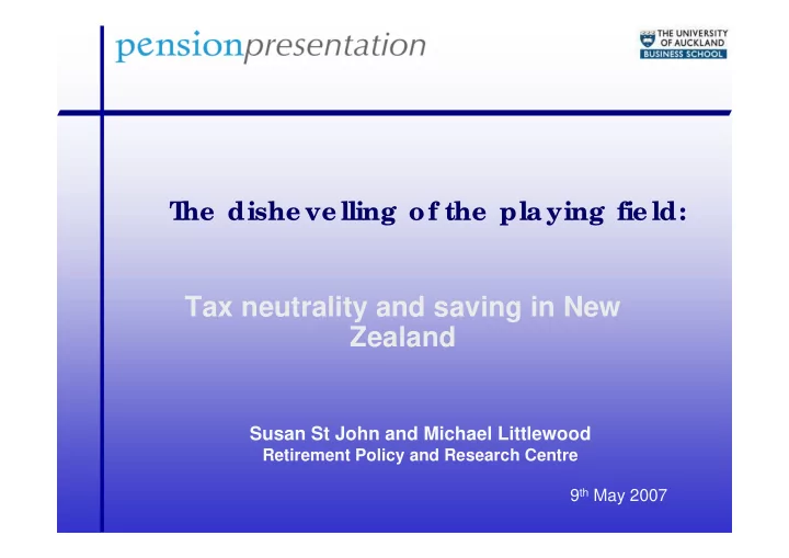 tax neutrality and saving in new zealand