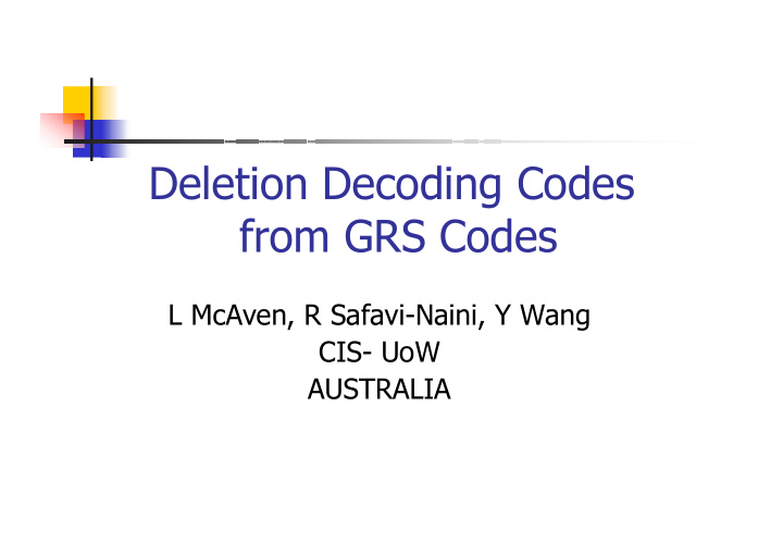 deletion decoding codes from grs codes