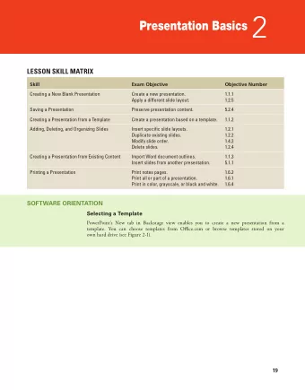 Presentation Basics 2  LESSON SKILL MATRIX  Skill  Exam Objective  Objective Number  Creating a New
