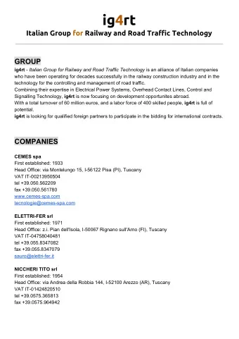 ig4rt  Italian Group for Railway and Road Traffic Technology  GROUP ig4rt  Italian Group for