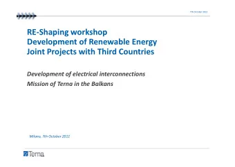 RE-Shaping workshop  Development of Renewable Energy  Joint Projects with Third Countries