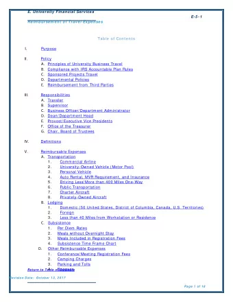 D.  Other Reimbursable Expenses  1.  Conference/ Meeting Registration Fees  2.  Camping Charges  3.