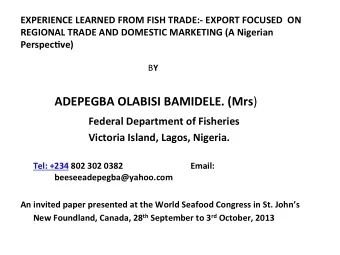 ADEPEGBA  OLABISI  BAMIDELE.  (Mrs )        Federal  Department  of