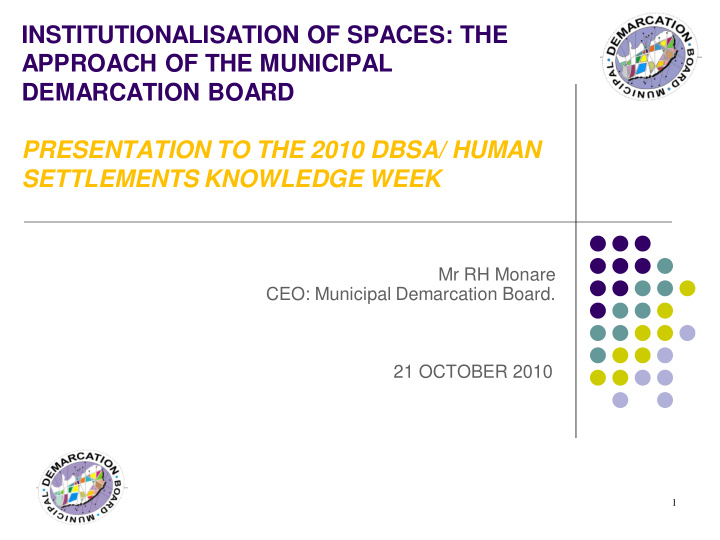 institutionalisation of spaces the