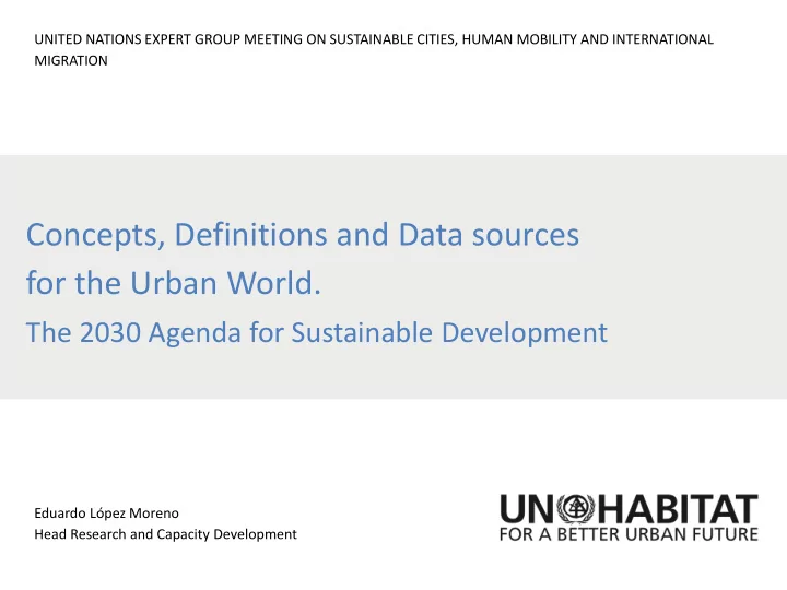 for the urban world