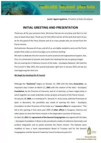 And so, we arrived at the I Advisory Council , held in Bilbao from May 21 to 25, 2012 ,  with the