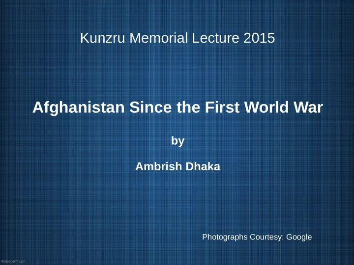 afghanistan since the first world war