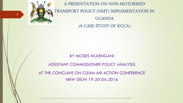 a presentation on non motorised