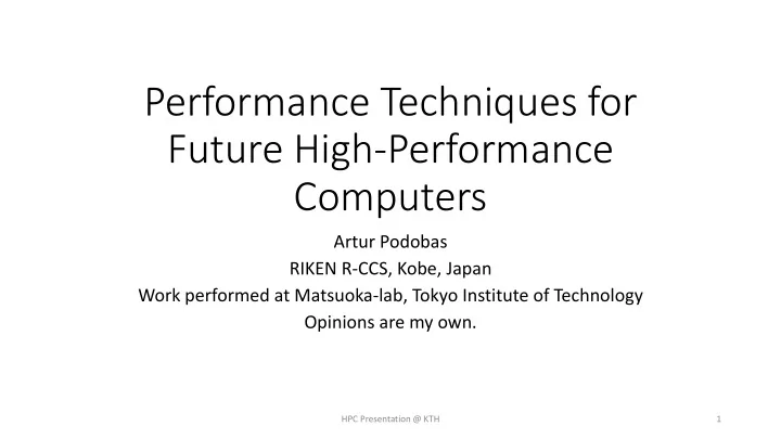 performance techniques for