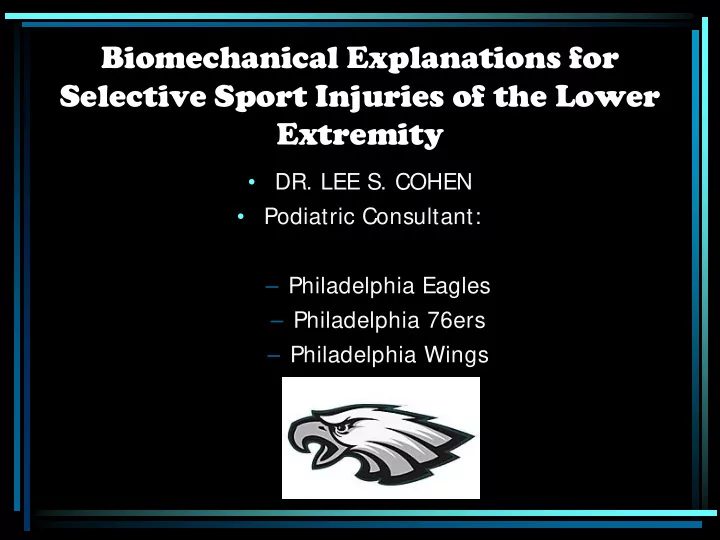 biomechanical explanations for selective sport injuries