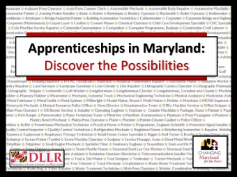 Apprenticeships in Maryland:  Discover the Possibilities  Opportunity  Apprenticeship Expansion