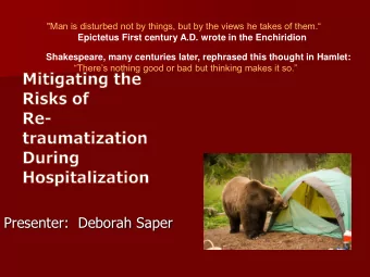 Presenter:  Deborah Saper  We all experience it through the senses but  sometimes the response is