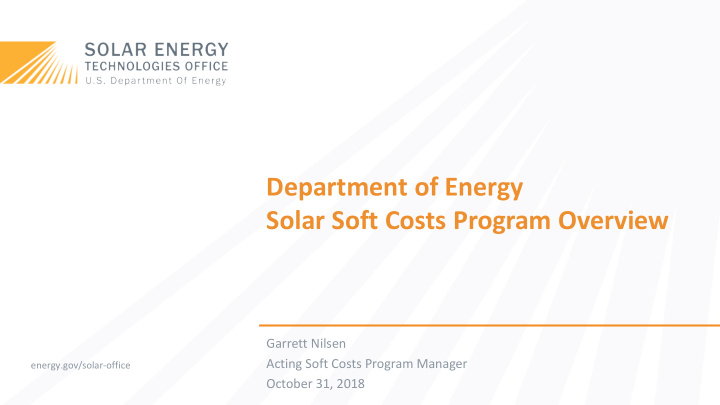 department of energy solar soft costs program overview